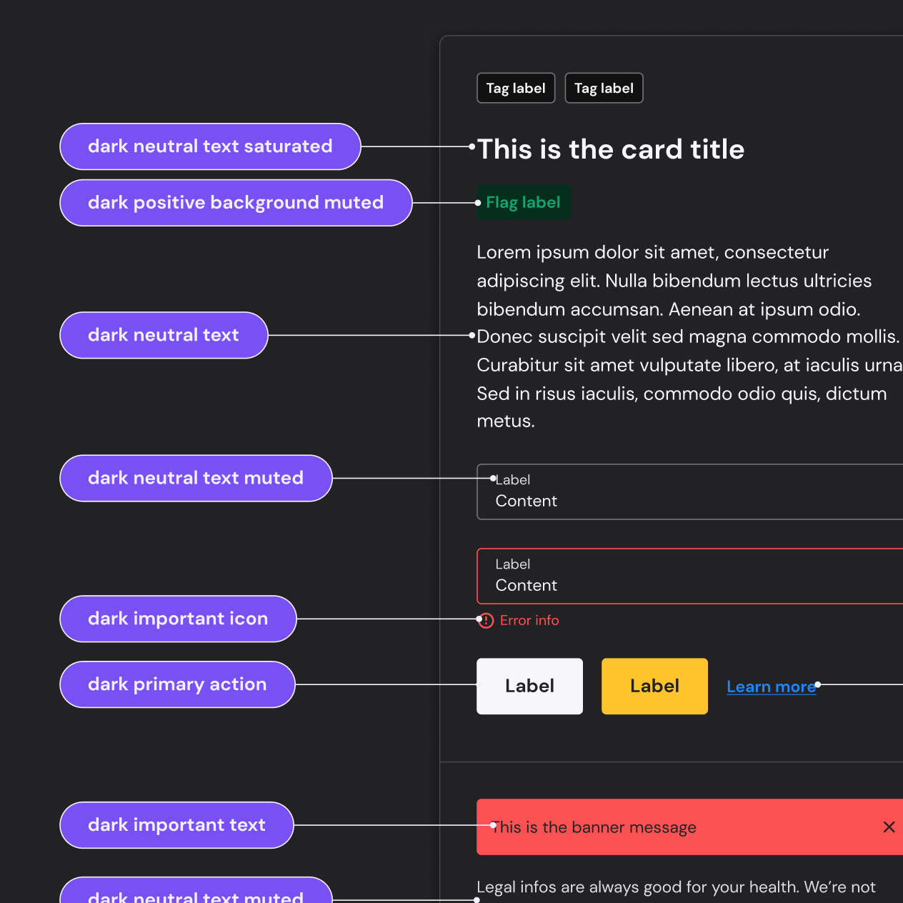 Color usage example from design system